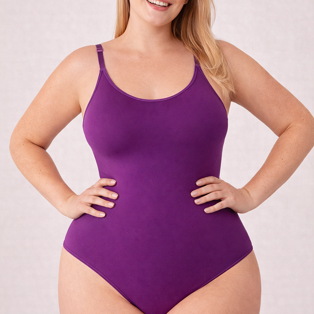 Scoop Neck Bodysuit Seamless Shapewear with 360° Tummy Control