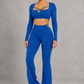 Sculp Cut-Out Crop Top & Flare Pants Set – image 4