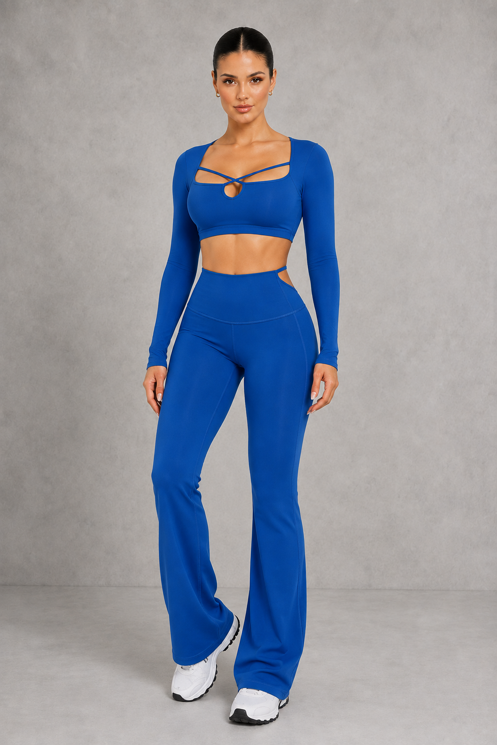 Sculp Cut-Out Crop Top & Flare Pants Set – image 4