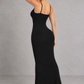 Sculp 2-in-1 ribbed cami shapewear maxi dress in black – back view