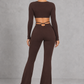 Sculp Cut-Out Crop Top & Flare Pants Set – image 2