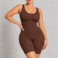 Sculp Colombian-inspired mid-thigh shaping bodysuit in Brown – front view