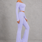 Sculp Off-Shoulder Crop Top & Crossover Flare Leggings Set – image 3