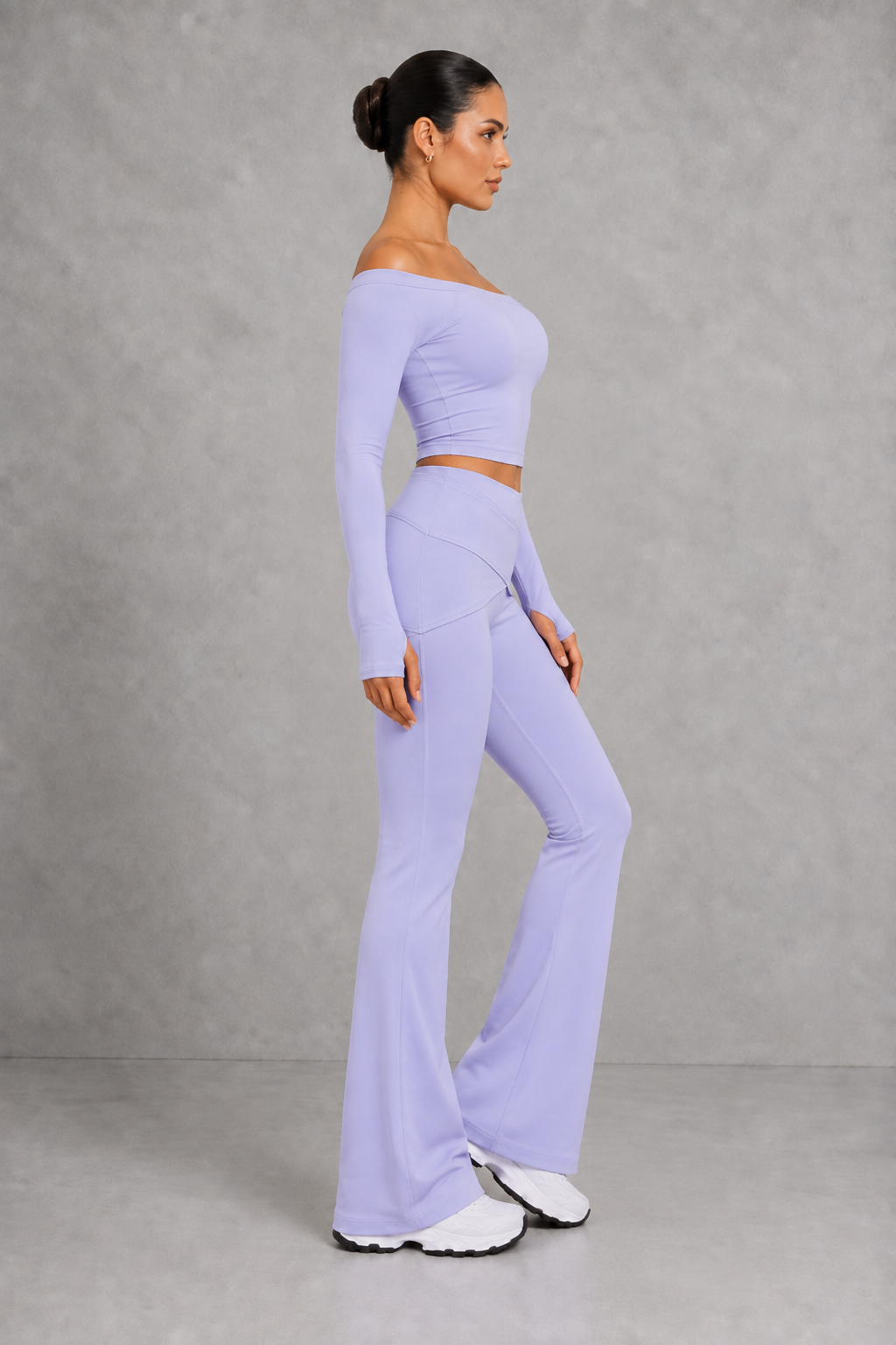 Sculp Off-Shoulder Crop Top & Crossover Flare Leggings Set – image 3
