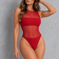 Sculp Sheer Mesh Sleeveless Bodysuit – Red