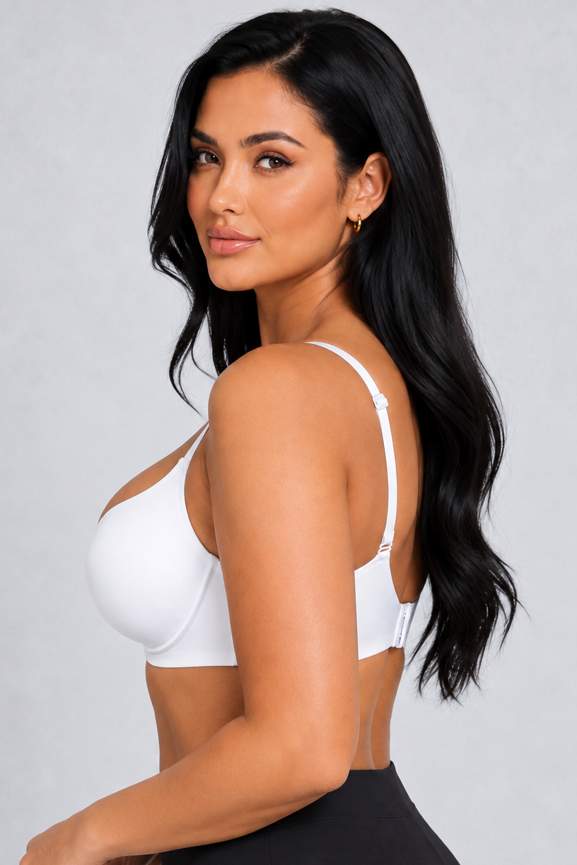 Sculp Push-Up Plunge Bra in White, side view