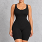 Sculp Colombian-inspired mid-thigh shaping bodysuit in Black – front view