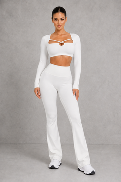 Sculp Cut-Out Crop Top & Flare Pants Set – image 6