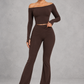 Sculp Off-Shoulder Crop Top & Crossover Flare Leggings Set – image 4