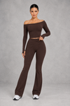 Sculp Off-Shoulder Crop Top & Crossover Flare Leggings Set – image 4