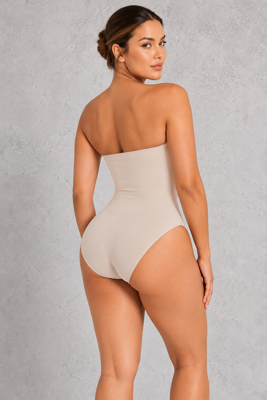 Sculp Strapless Bandeau Shaping Bodysuit in Ivory – back view showing brief back