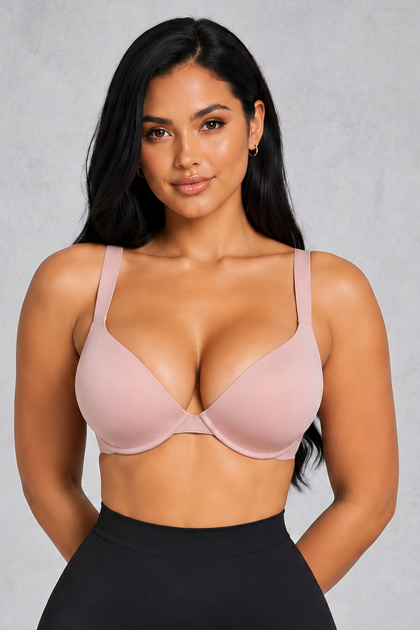 Sculp Seamless Push-Up T-Shirt Bra in Blush, front view