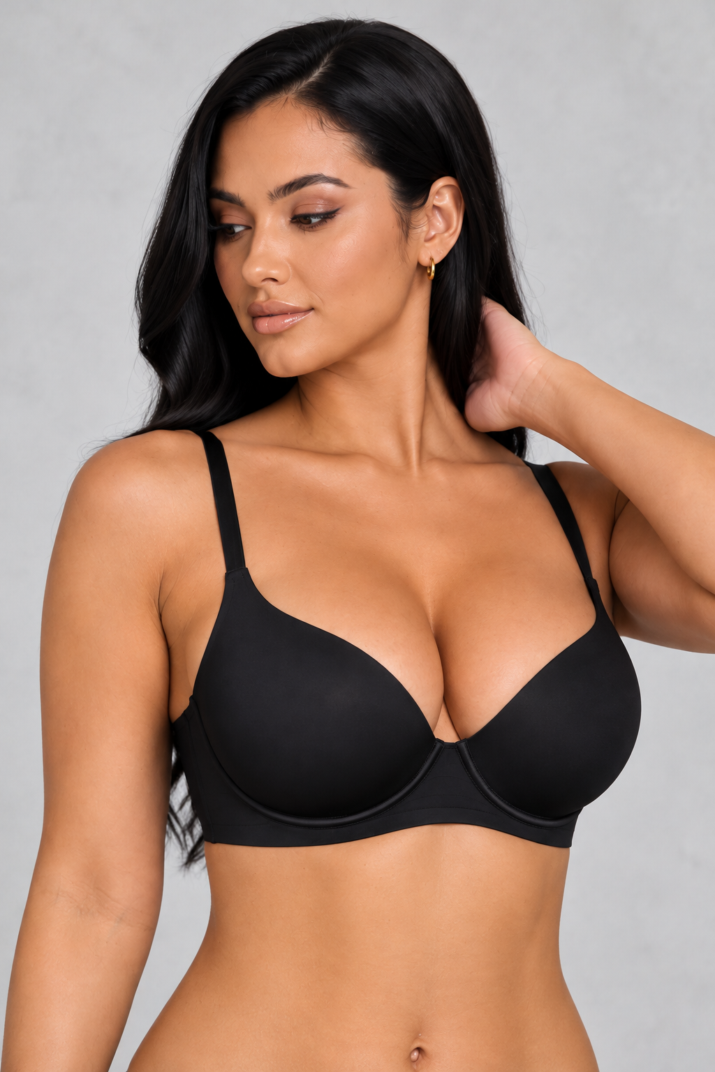 Sculp Push-Up Plunge Bra in Black, front view