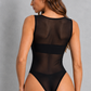 Sculp Sheer Mesh Sleeveless Bodysuit – Black