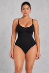 Sculp seamless butt lift shapewear bodysuit in Black – front view