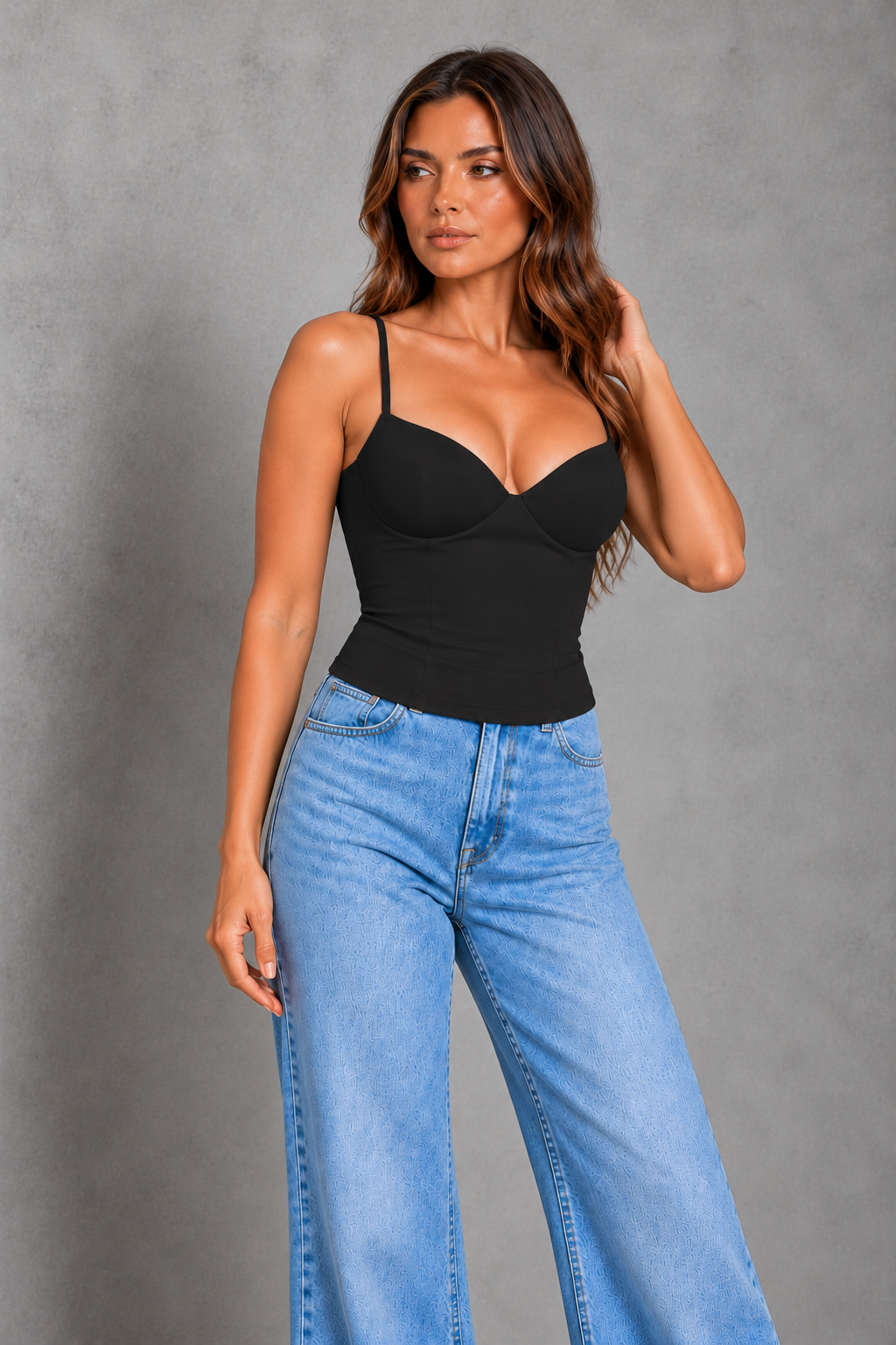 Sculp Corset Bustier Crop Top – Black