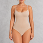 Sculp seamless butt lift shapewear bodysuit in Nude – front view, adjustable straps