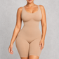Sculp Colombian-inspired mid-thigh shaping bodysuit in Tan – front view