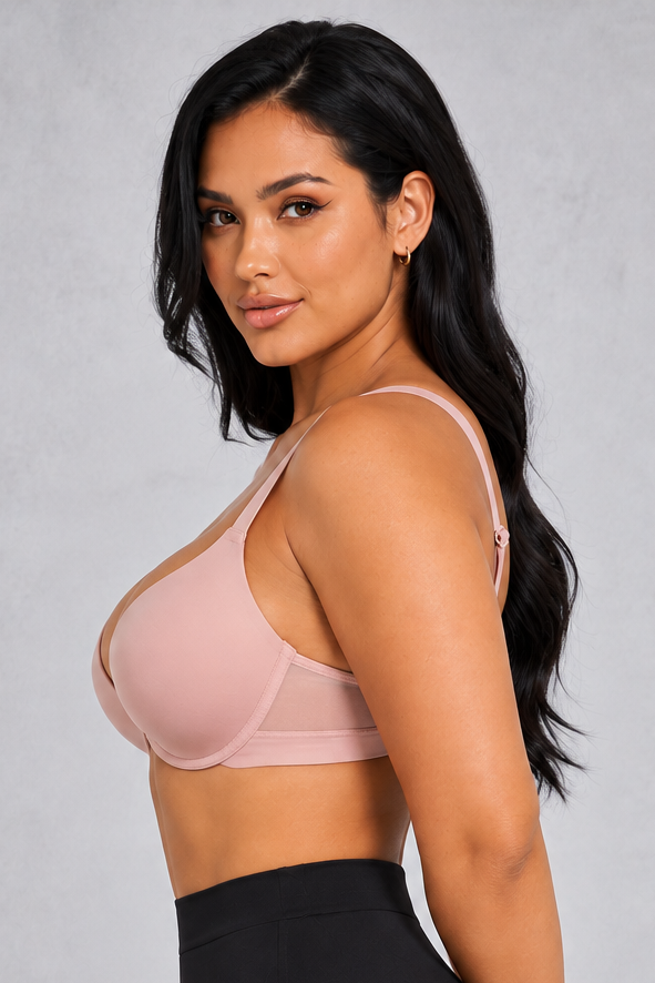 Sculp Seamless Push-Up T-Shirt Bra in Blush, side view