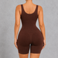 Sculp mid-thigh shaping bodysuit in brown – back view