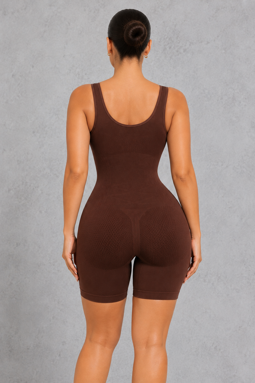Sculp mid-thigh shaping bodysuit in brown – back view