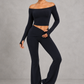 Sculp Off-Shoulder Crop Top & Crossover Flare Leggings Set – image 7