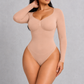Sculp Seamless Long Sleeve Ruched V-Neck Tummy Control Thong Shaping Bodysuit