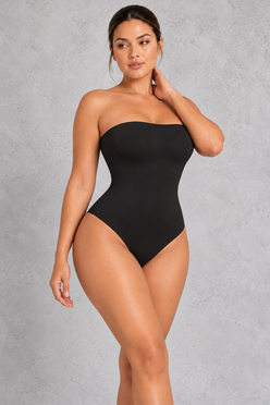 Sculp Strapless Bandeau Shaping Bodysuit in Black – front view