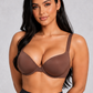 Sculp Seamless Push-Up T-Shirt Bra in Brown, front view
