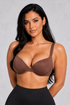 Sculp Seamless Push-Up T-Shirt Bra in Brown, front view