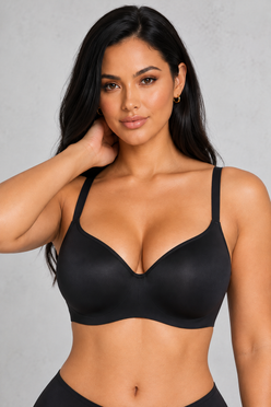 Sculp Plus Size Full Coverage T-Shirt Bra in Black, front view