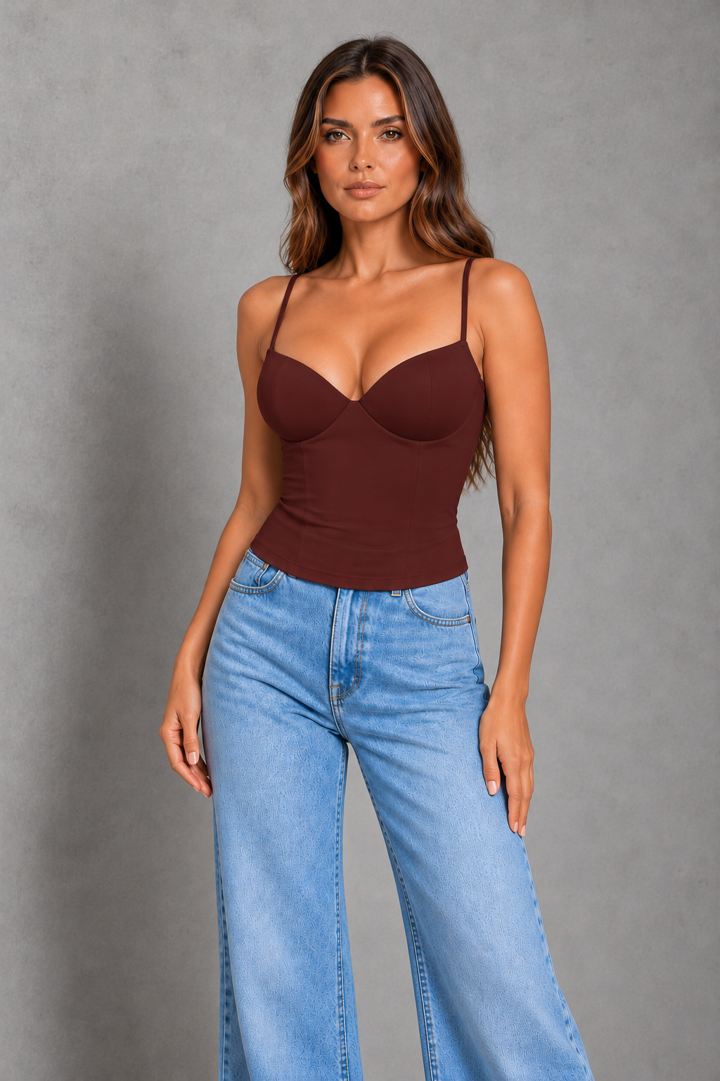 Sculp Corset Bustier Crop Top – Brown