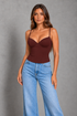 Sculp Corset Bustier Crop Top – Brown
