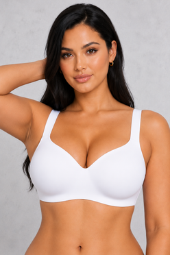 Sculp Plus Size Full Coverage T-Shirt Bra in White, front view