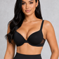 Sculp Seamless Push-Up T-Shirt Bra in Black, front view