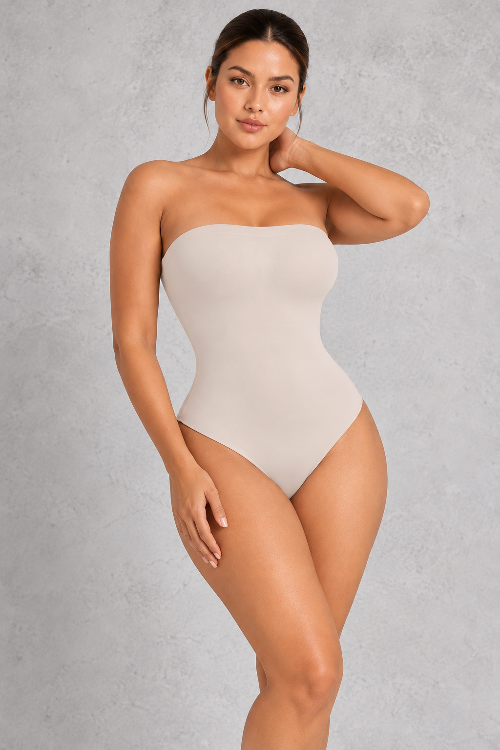 Sculp Strapless Bandeau Shaping Bodysuit in Ivory – front view, close-up