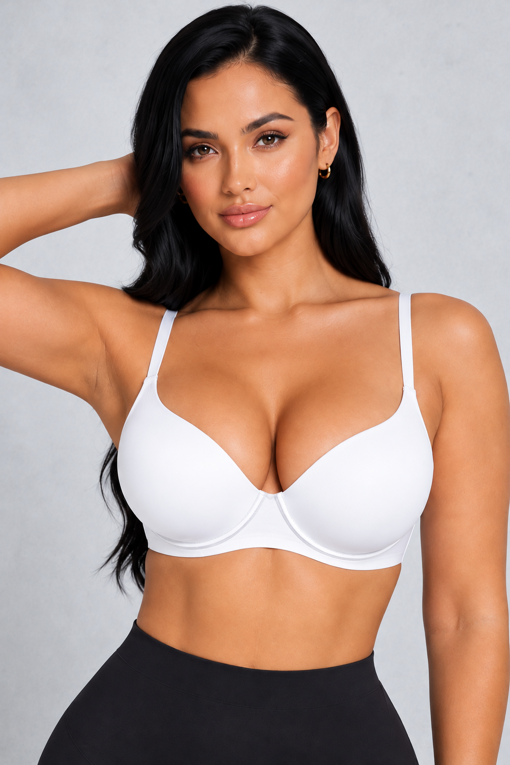 Sculp Push-Up Plunge Bra in White, front view