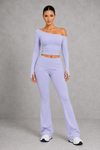 Sculp Off-Shoulder Crop Top & Crossover Flare Leggings Set – front view