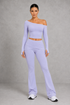 Sculp Off-Shoulder Crop Top & Crossover Flare Leggings Set – front view