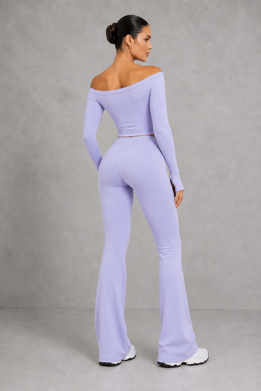 Sculp Off-Shoulder Crop Top & Crossover Flare Leggings Set – image 2
