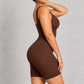 Sculp Colombian-inspired mid-thigh shaping bodysuit in Brown – side view