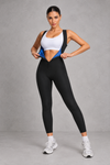 Sculp sauna sweat jumpsuit with blue heat-trapping lining and front zip