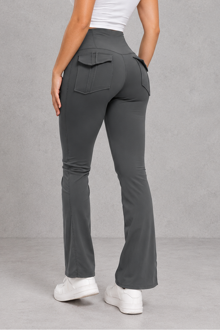Sculp High Waisted Flare Yoga Pants – back view showing flap pockets