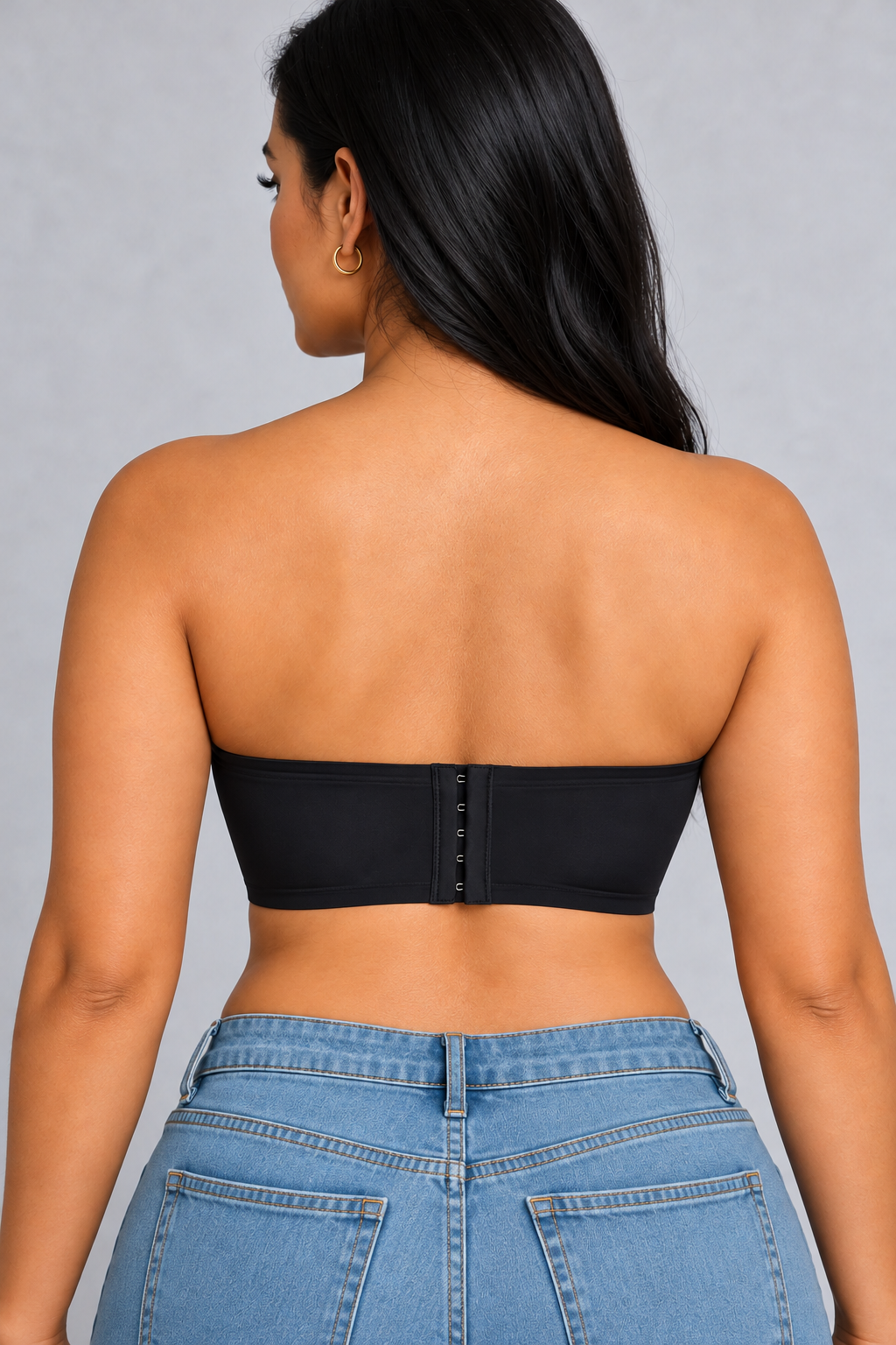Sculp Moulded Strapless Bandeau Bra in Black – back