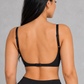 Sculp Deep Plunge Longline Push-Up Bra in Black – back, straight straps