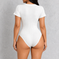 Sculp Ribbed V-Neck Bodysuit – White, back view