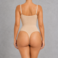 Sculp deep V keyhole thong shaping bodysuit in nude, back view showing the thong back