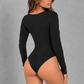 Sculp Square Neck Long Sleeve Bodysuit in Black, back view