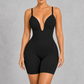 Sculp Low Back Mid-Thigh Shapewear Bodysuit in Black, front view
