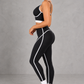Sculp Contrast Trim Sports Bra & Bum Lift Leggings Set in Black – side view